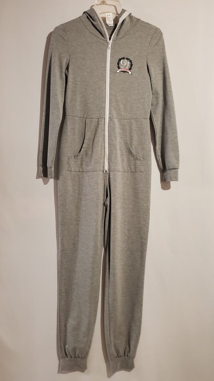 K Too Glam University Vtg Y2K Hooded Zip Jogger Jumpsuit Womens Size M Gray